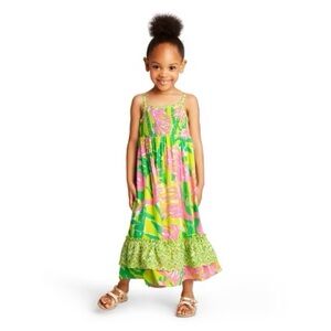 EUC Lilly Pulitzer for Target - Maxi Dress Fan Dance Tropical Flamingo Girls 2T